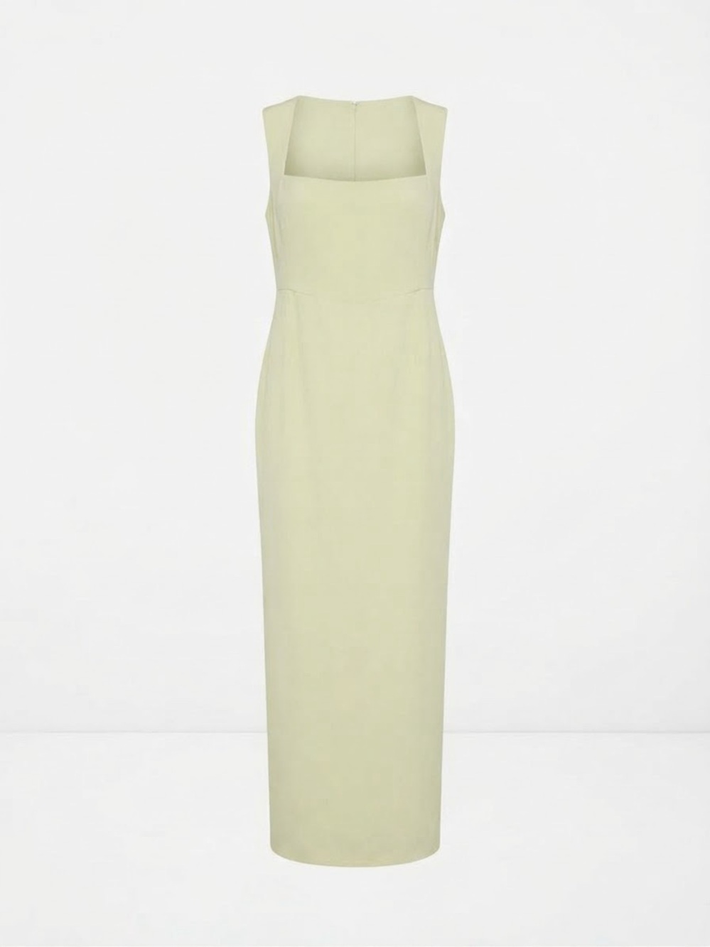 ASOS DESIGN US 14 Pale Lime Square Neck Maxi Column Dress Formal Minimalist